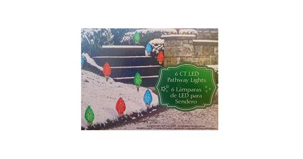 Lot # 2144 Set of 6 Lighted LED Jumbo C9 Bulb Christmas Faceted Pathway Marker Lawn Stakes - Multi-Color -1900377