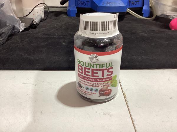 Lot # 416 COUNTRY FARMS Bountiful Beets Gummies, Circulation Superfood, Promotes Energy and Endurance, Nitric Oxide Booster, 30 Servings, White, 60 Count