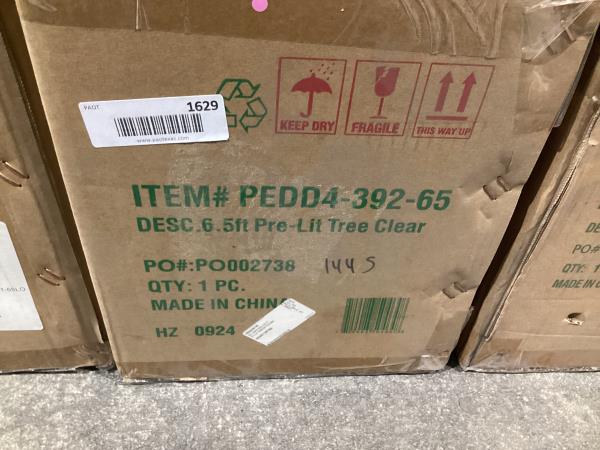 Lot # 1629 National Tree Company Pre-Lit 'Feel Real' Artificial Slim Downswept Christmas Tree, Green, Douglas Fir, White Lights, Includes Stand, 6.5 feet