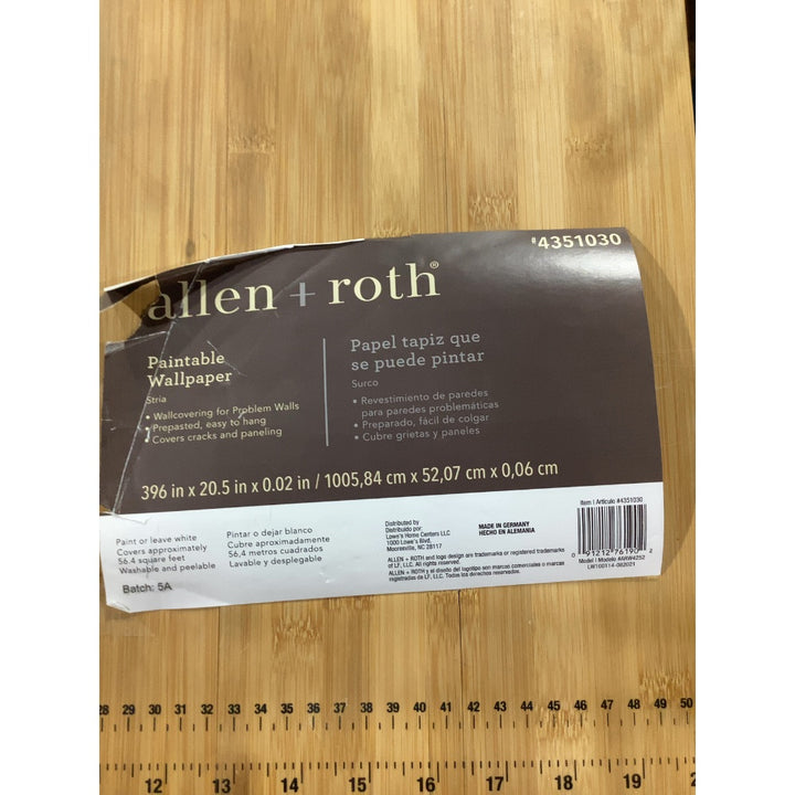 Lot # 299 allen  roth ARW4252 Paintable Wallpaper $25.00