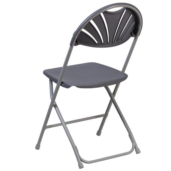 Lot # 2188 Flash Furniture HERCULES Series 650 lb. Capacity Charcoal Plastic Fan Back Folding Chair