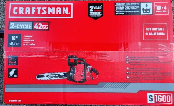 Lot # 450 CRAFTSMAN S1450 42cc 2cycle 14in Gas Chainsaw $169