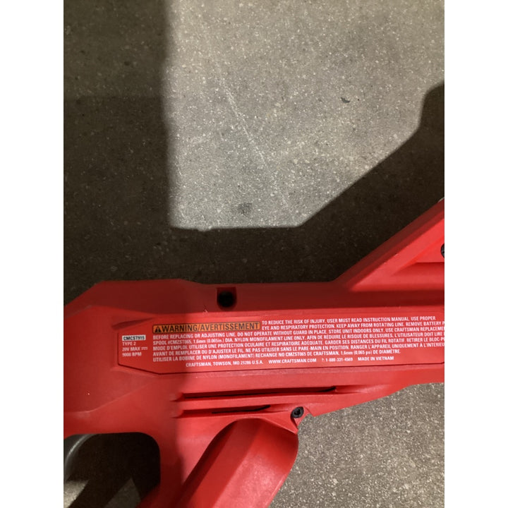 Lot # 1437 Craftsman Cordless String Trimmer CMES8000, 20V Max Lithium-Ion, Red and Black