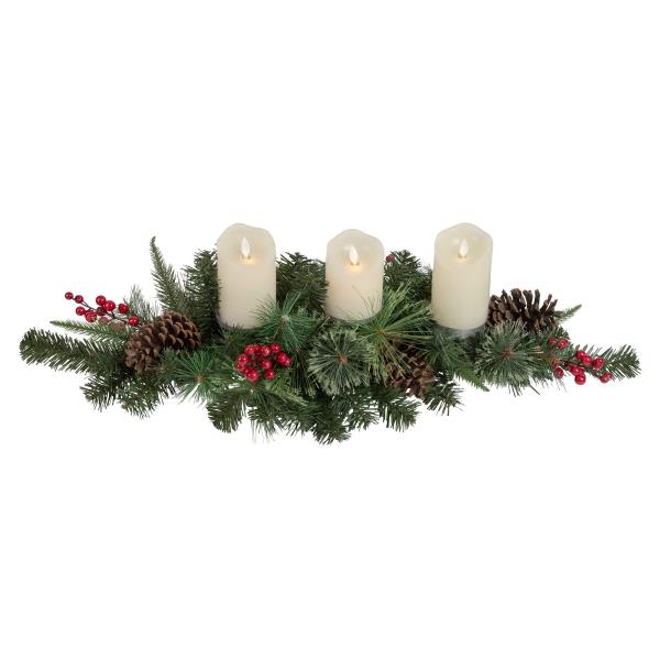 Lot # 1549 32" Decorated Artificial Pine Christmas Candle Holder Centerpiece