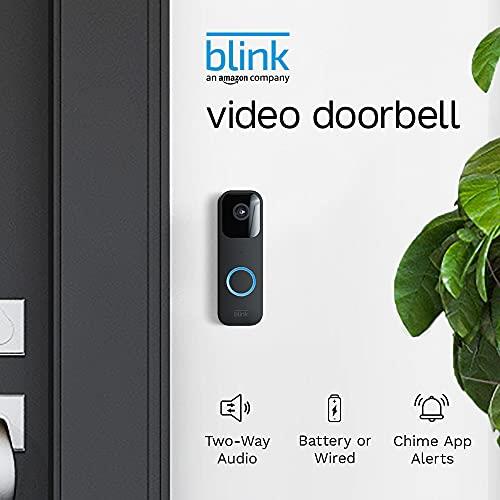 Blink Video Doorbell | Two-way audio, HD video, motion and chime app alerts and Alexa enabled wired or wire-free (Black)