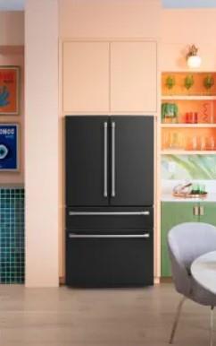 GE Cafe 28.7-cu ft 4-Door Smart French Door Refrigerator with Ice Maker and Water dispenser (Matte Black) ENERGY STAR