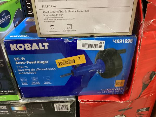 Lot # 264 Kobalt 25ft Auto Feed Auger 1/4in × 25ft $38