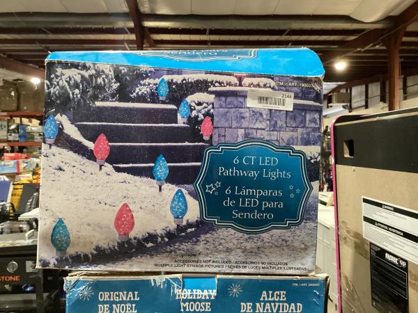 Lot # 2144 Set of 6 Lighted LED Jumbo C9 Bulb Christmas Faceted Pathway Marker Lawn Stakes - Multi-Color -1900377