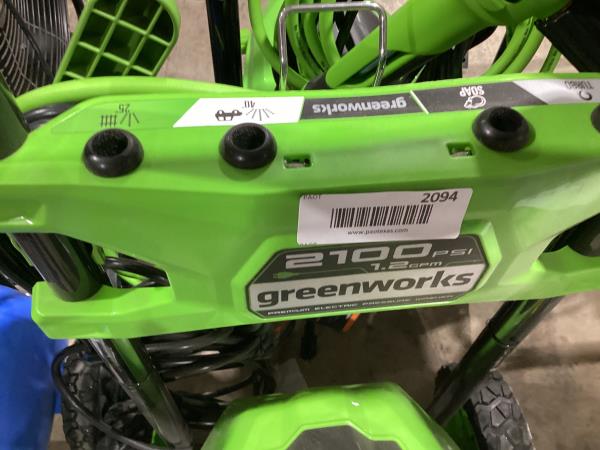 Lot # 2094 Greenworks 1.2-GPM Cold Water Pressure washer $249