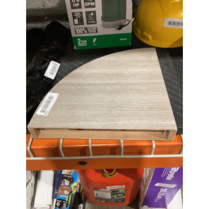 Lot # 726 Light Wood Grain Corner Shelf Used $10