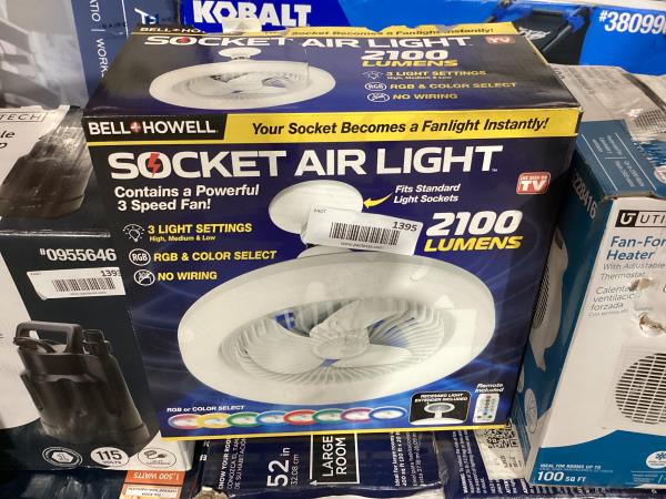 Lot # 1395 Socket Fan Air Wireless Ceiling Fan Light $35
