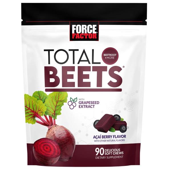Force Factor Total Beets Chews, 90 Soft Chews,  Grapeseed Extract, B Vitamins