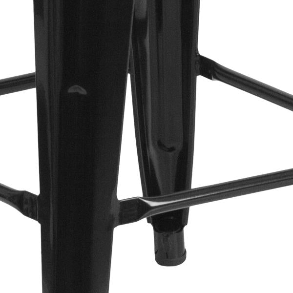 Lot # 2269 Flash Furniture Kai Commercial Grade 24" High Backless Black Metal Indoor-Outdoor Counter Height Stool with Square Seat