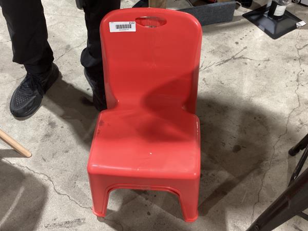 Lot # 2122 Flash Furniture Red Plastic Stackable School Chair with Carrying Handle and 11'' Seat Height