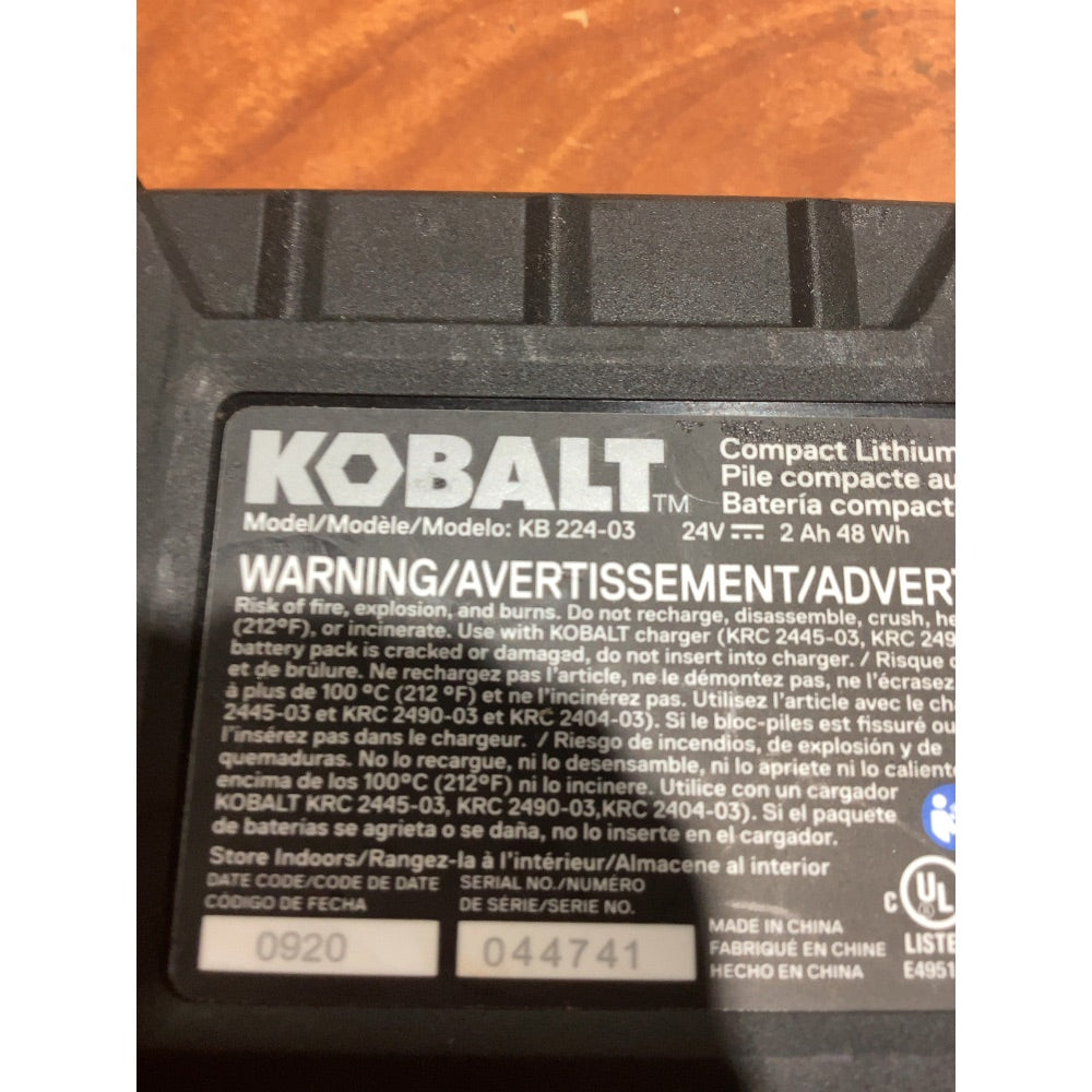Lot # 119 Kobalt KB 224-03 Battery Pack $25.00