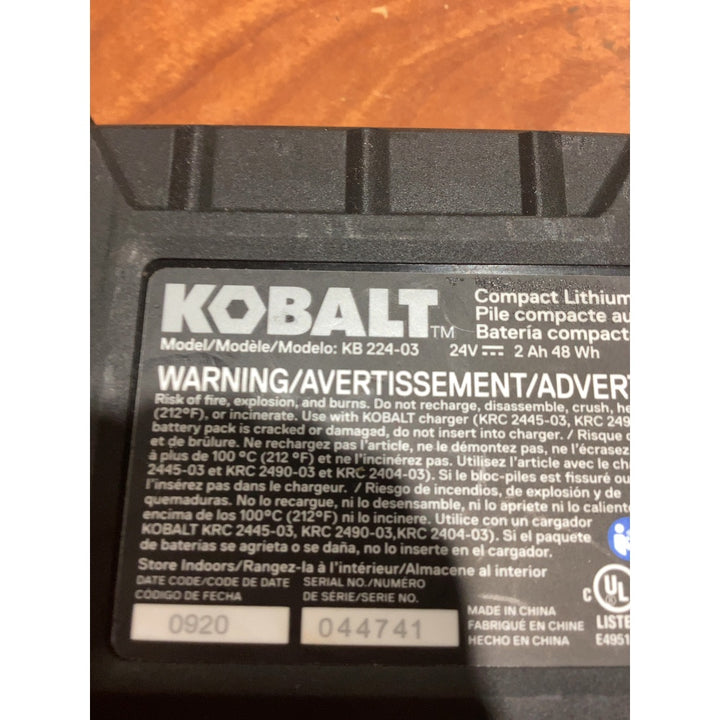 Lot # 119 Kobalt KB 224-03 Battery Pack $25.00