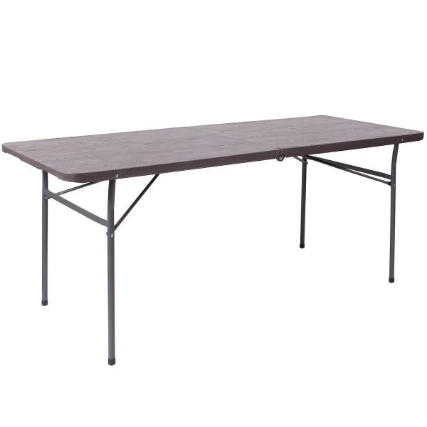 Lot # 1646  6-Foot Brown Wood Plastic Folding Table $115
