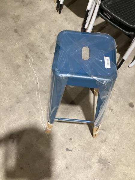 Lot # 2285 Flash Furniture Kai Commercial Grade 30" High Backless Distressed Kelly Blue-Teal Metal Indoor-Outdoor Barstool