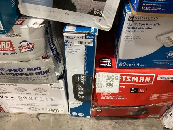 Lot # 610 Utilitech 20-in 3-speed Box Fan $25