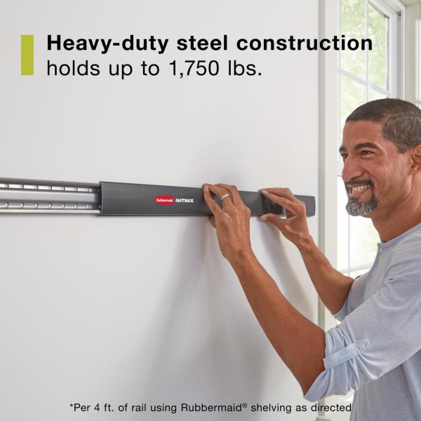 Lot # 1630 Rubbermaid FastTrack Garage Storage Bike Storage Kit, 3 Piece, All in One Rail Hook Kit Organizer, Heavy Duty Organization for Home/Garage/Wall/Shed