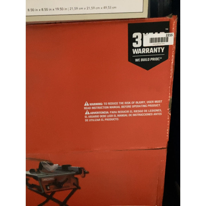 Lot # 2215 Craftsman Table Saw $249