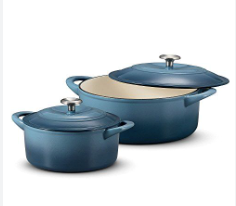 Tramontina 4-quart & 6-quart Enameled Cast Iron Round Dutch Oven 2-Pack, Blue