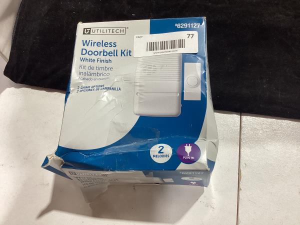 Lot # 77 Utilitech White Wireless Doorbell Kit $28