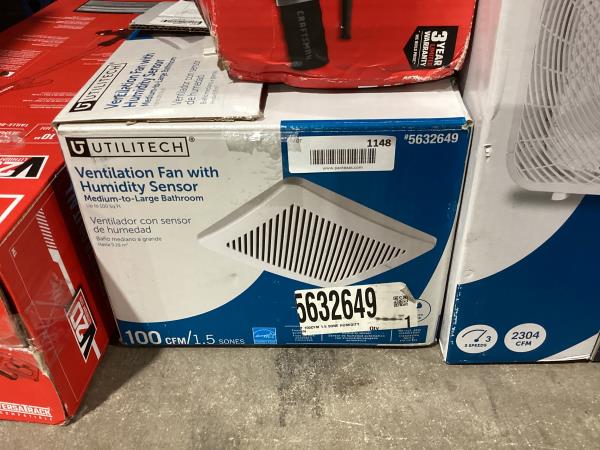 Lot # 1148 Utilitech 1.5-Sones 100-CFM White Bathroom fan $99