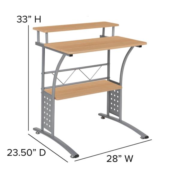 Lot # 1920 Flash Furniture Clifton Maple Computer Desk with Top and Lower Storage Shelves 28 Inch