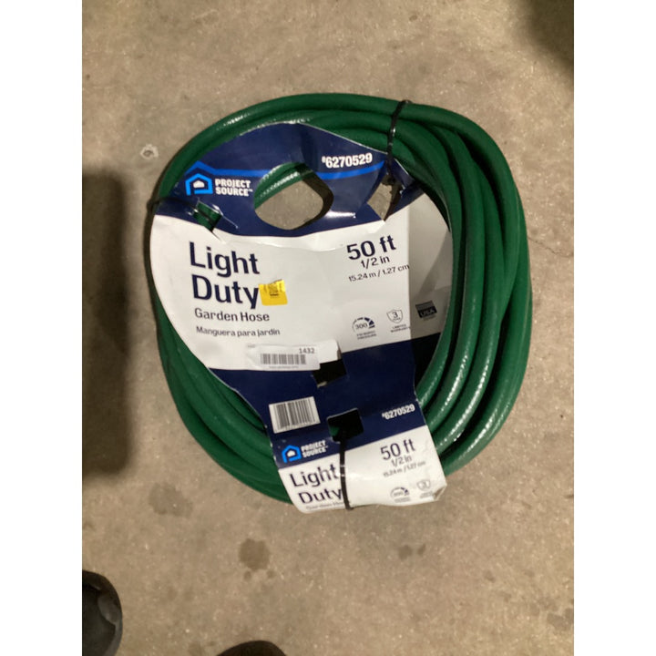 Lot # 1432 PROJECT SOURCE Light Duty Garden Hose - 50 ft, 1/2 inch Diameter, Green