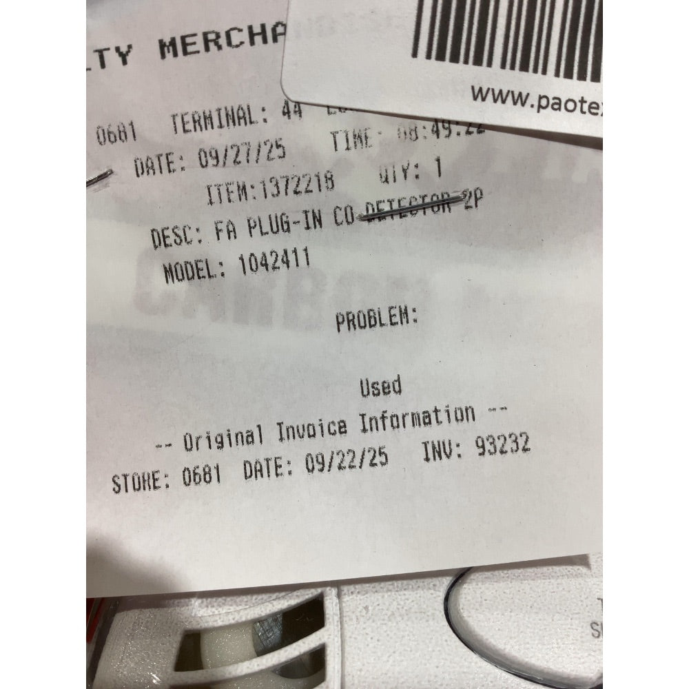 Lot # 1782 First Alert Carbon Monoxide Alarm $85.69