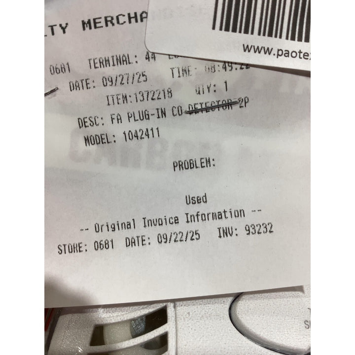 Lot # 1782 First Alert Carbon Monoxide Alarm $85.69