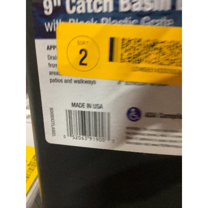Lot # 701 NDS Black 9 inch Catch Basin Drain Kit $25