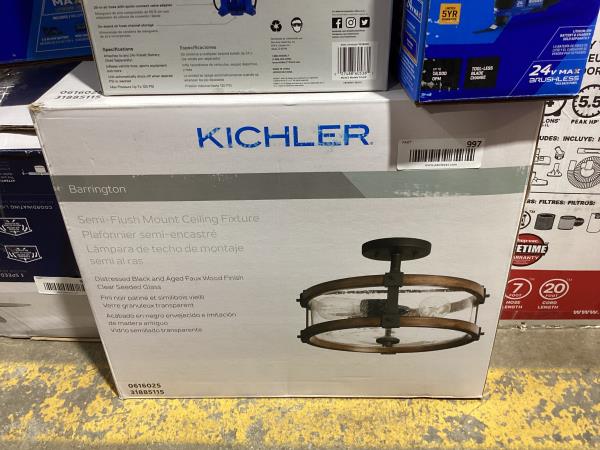Lot # 997 Barrington 3-Light Black Ceiling Light $139