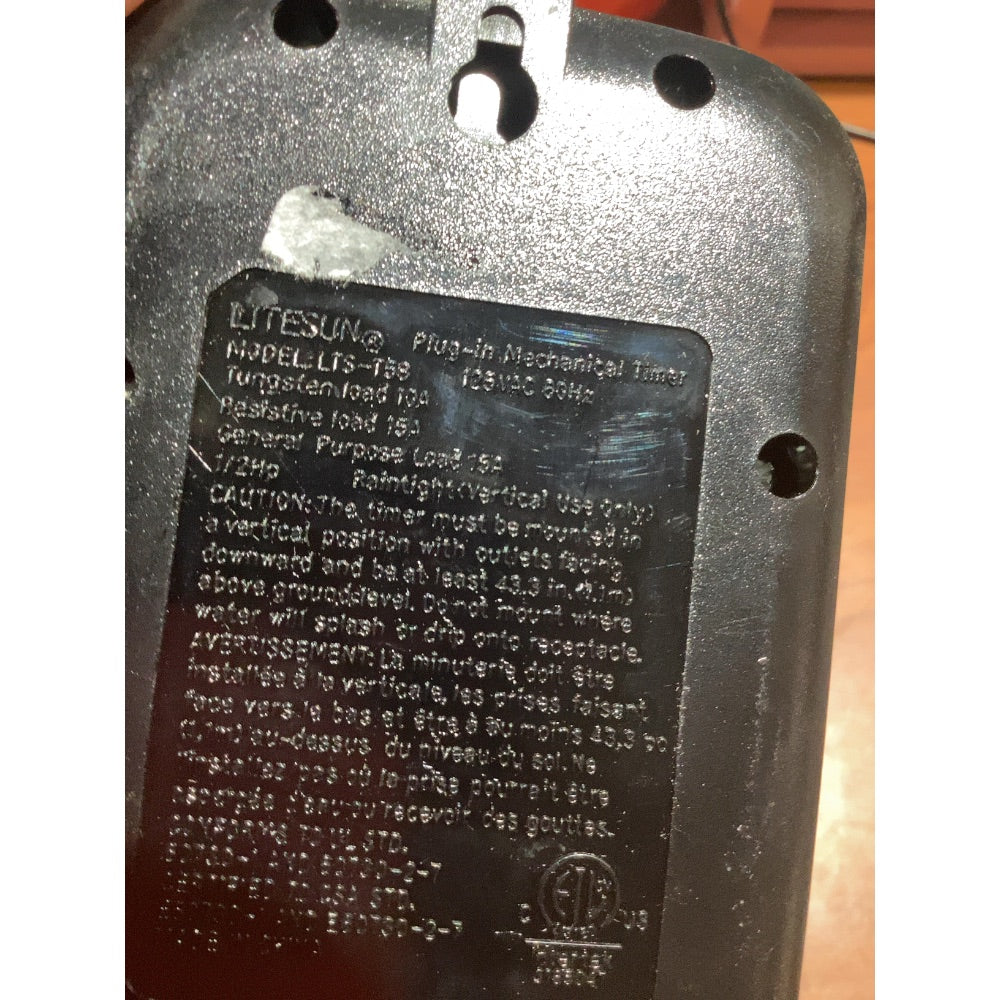 Lot # 1088 LYTESUN Plug-in Mechanical Timer LTS-168 $18