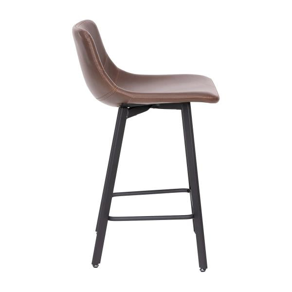 Lot # 1923 Flash Furniture Caleb Modern Armless 24 Inch Counter Height Stools Commercial Grade w/Footrests and Matte Metal Frames, Set of 2