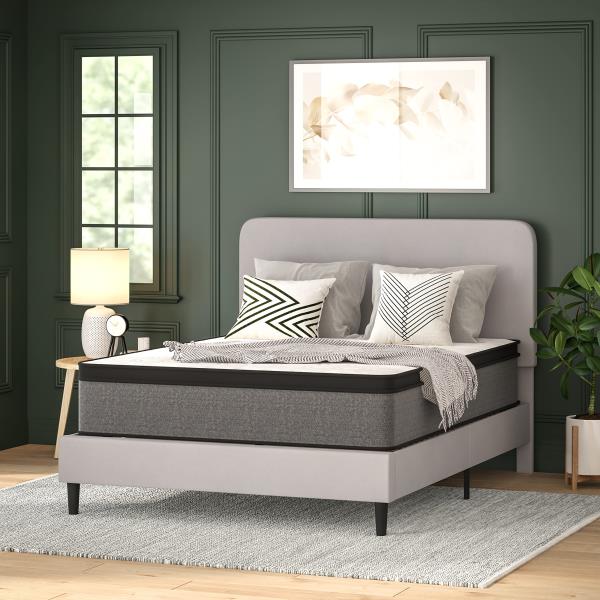 Lot # 1838 Flash Furniture Capri Comfortable Sleep 13" Euro Pillow Top Hybrid Pocket Spring and Foam Mattress in a Box, Foam and Spring Hybrid Mattress, Queen