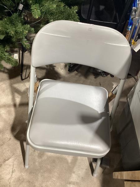 Lot # 2178 Gray Standard Indoor Folding Chair with Padded Seat