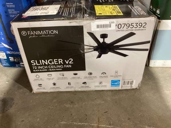 Lot # 1255 Fanimation Ceiling Fan Studio Slinger V2 72” $320