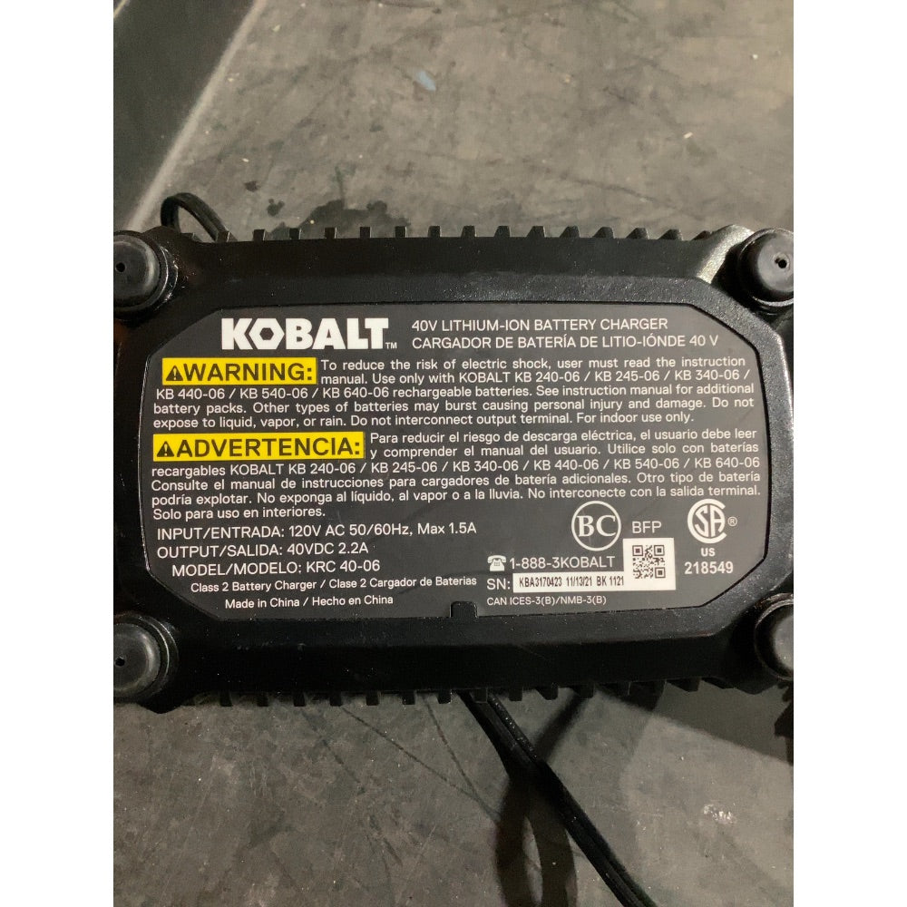 Lot # 1146 Kobalt Battery Charger $35.00