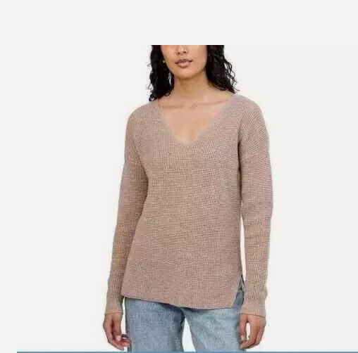 Kersh Women's V-Neck Long Sleeve Pullover, Tan, Size XXL