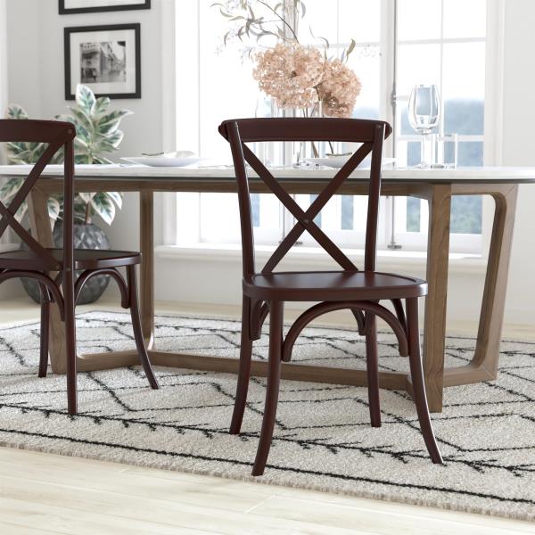 Lot # 2258 Flash Furniture Advantage Walnut X-Back Chair