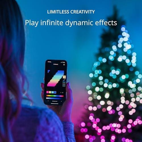 Twinkly Strings 750 LED RGB, Including White, Mappable LED Lights Outdoor and Indoor, Christmas Lights, Smart LED Lights, Mappable LEDs, Compatible with Alexa,Google Home, IP44, Green Wire, 197FT (OPEN BOX)