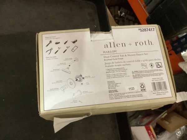 Lot # 662 Allen +roth brushed gold 2 handle faucet $54
