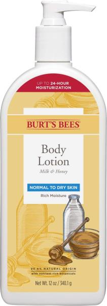 Lot # 78 Burts Bees Body Lotion for Normal to Dry Skin with Milk & Honey, 12 Oz (Package May Vary)