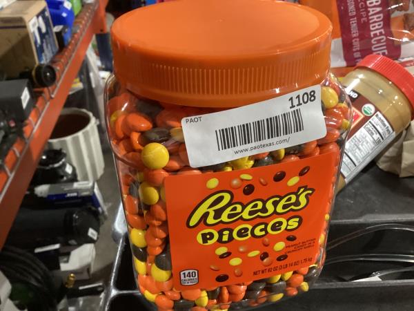 Lot # 1108 Reeses Pieces Candy 62oz $17