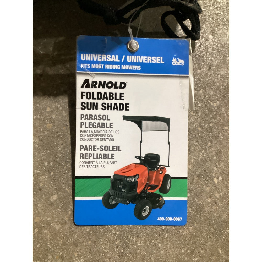 Lot # 1428 Arnold Foldable Sun Shade 490-800-0067 - Universal Fit for Riding Mowers, Black