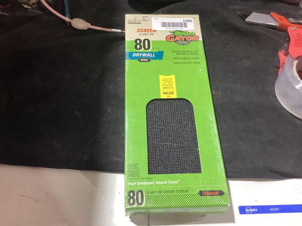 Lot # 1490 Gator 80-Grit Drywall Sandpaper $29