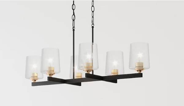 Lot # 1261 Quoizel Whitlock 6 -Light Matte Black Chandelier $320