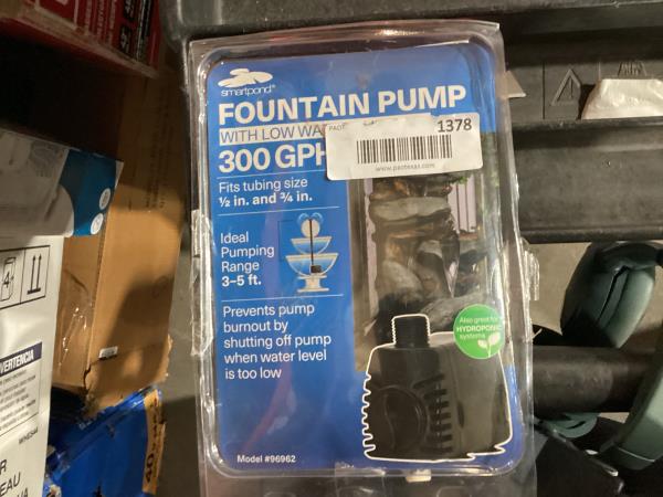 Lot # 1378 Smartpond 300 GPH Fountain Pump $50
